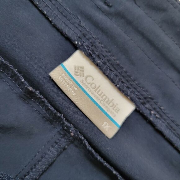1X PFG COLUMBIA NAVY BLUE WATER ATHLETIC ZIP POCKET ELASTIC WAIST SHORTS - Picture 3 of 9